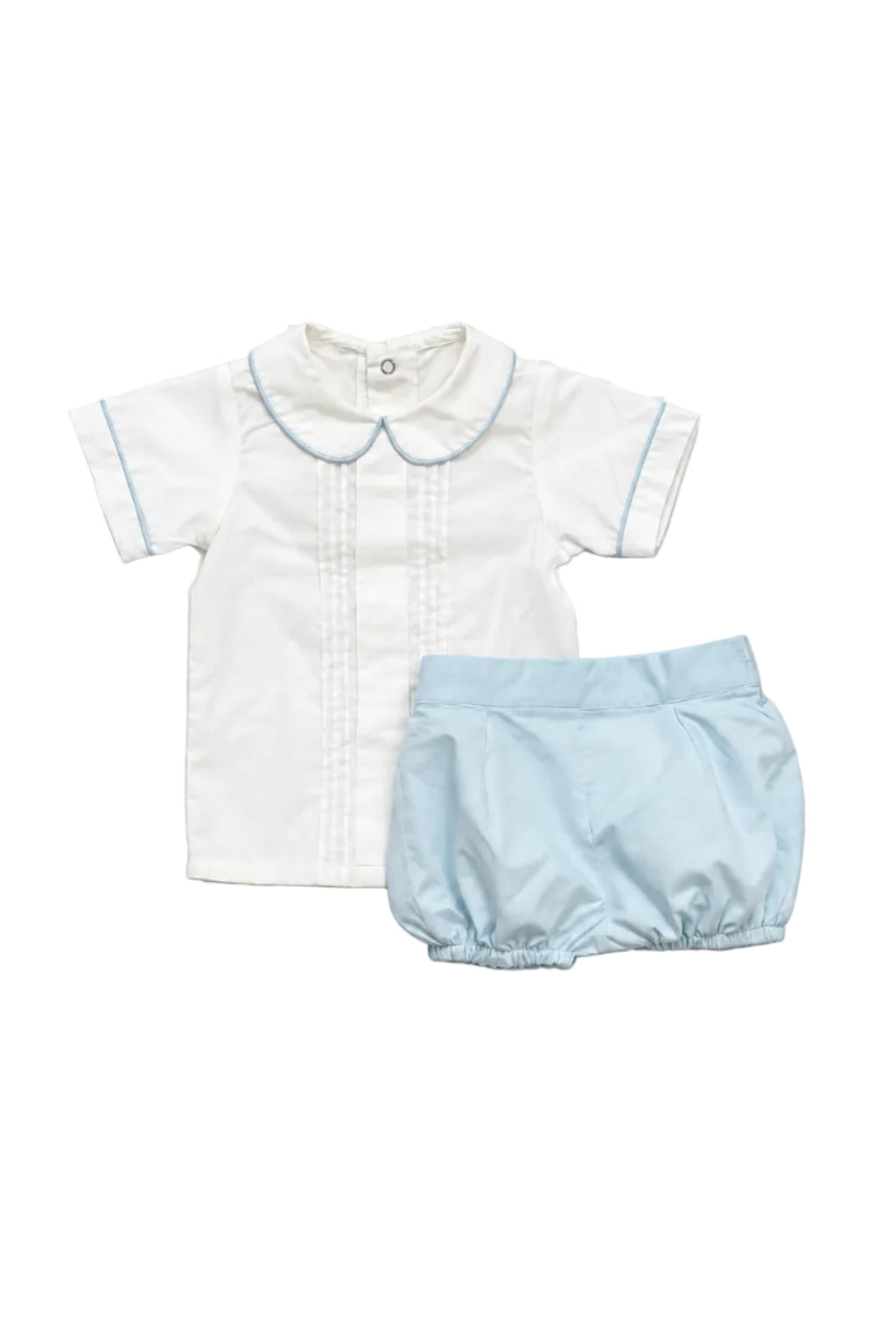 Heirloom Blue Boy Shortset in soft blue cotton
